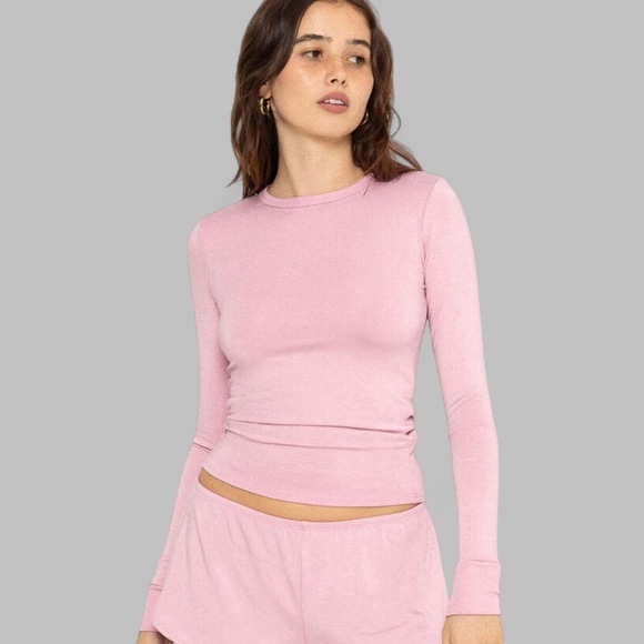 SET Active-JERSEY FITTED LONG SLEEVE Top-PEONY  Pink Size-Small-New - Picture 1 of 6